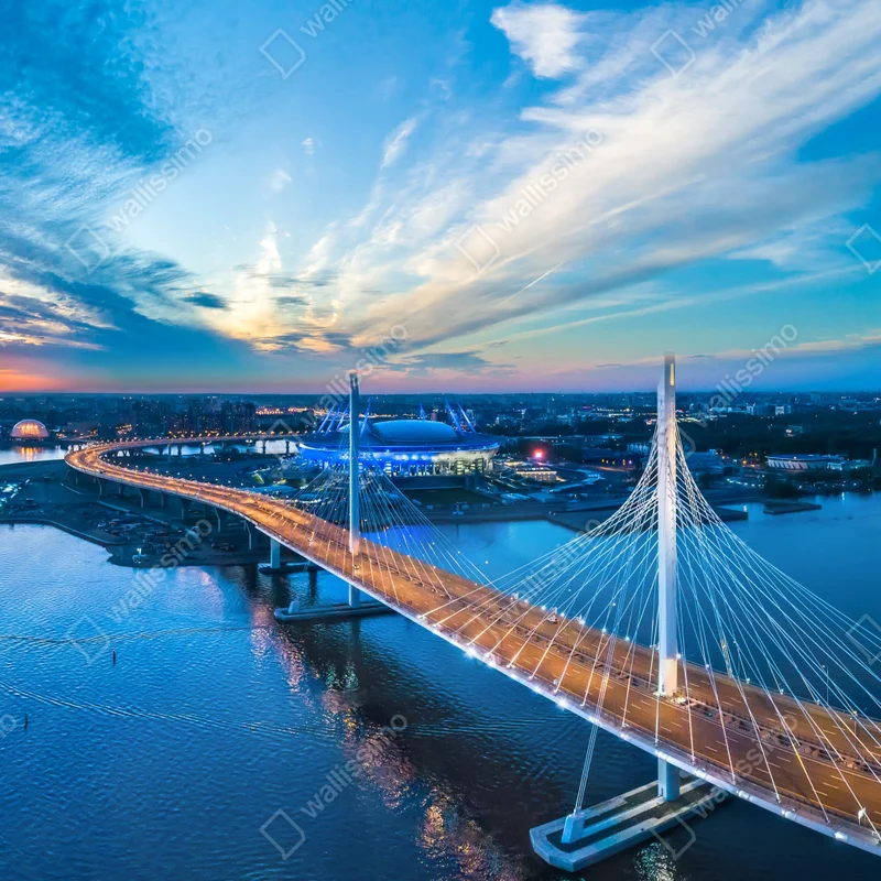 Tischaufkleber und Schreibtischaufkleber Sankt Petersburg brückenpanorama bei dämmerung Tischaufkleber und Schreibtischaufkleber Sankt Petersburg brückenpanorama bei dämmerung