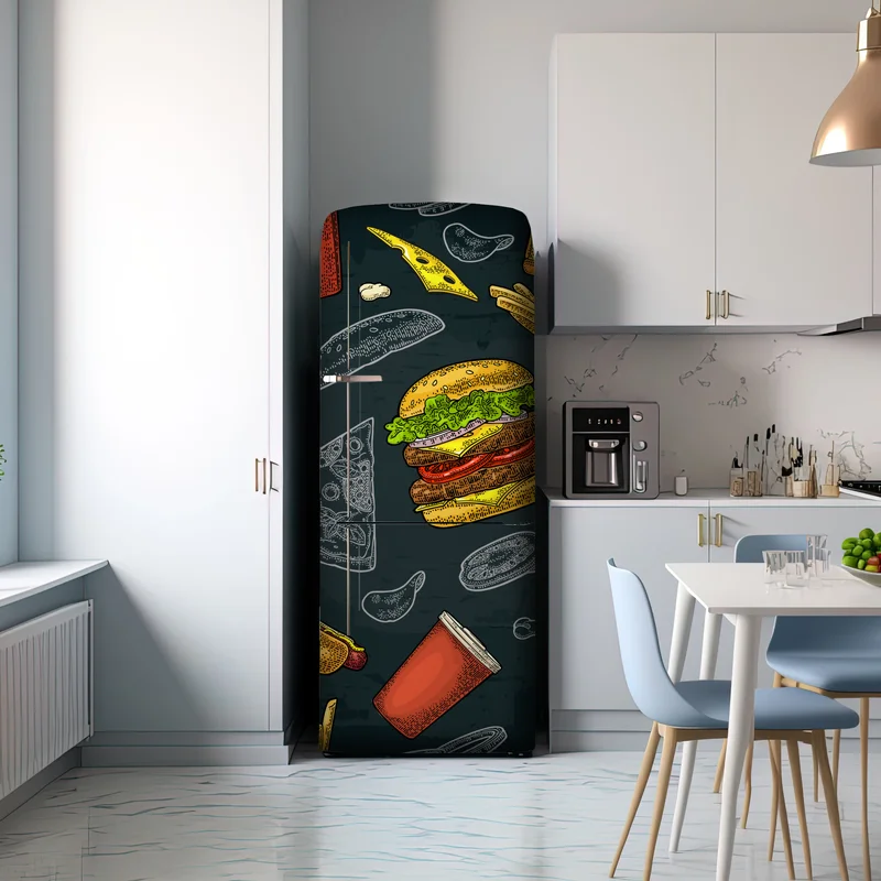 Kühlschrankaufkleber vintage fast-food muster