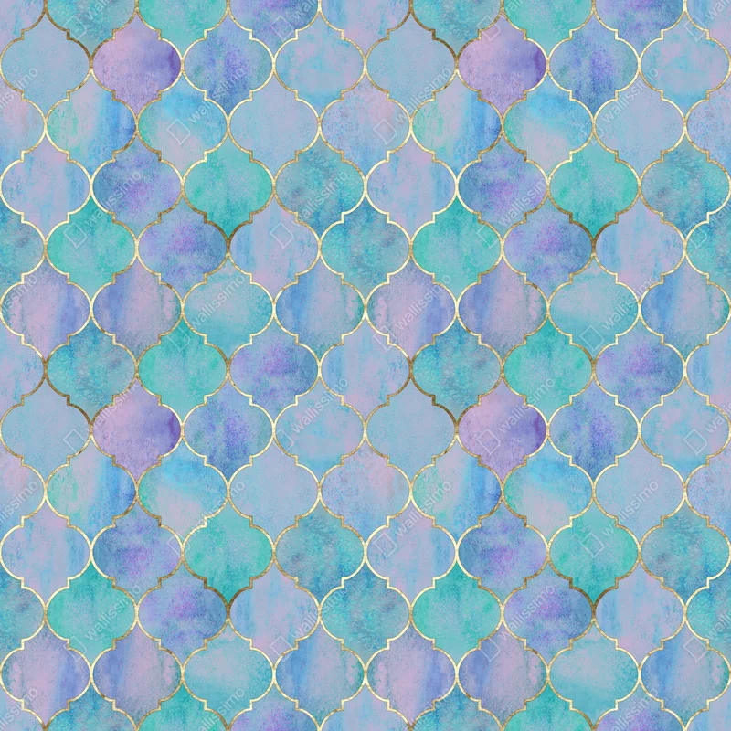 Türaufkleber pastell türkis marokkanisches fliesenmuster Türaufkleber pastell türkis marokkanisches fliesenmuster