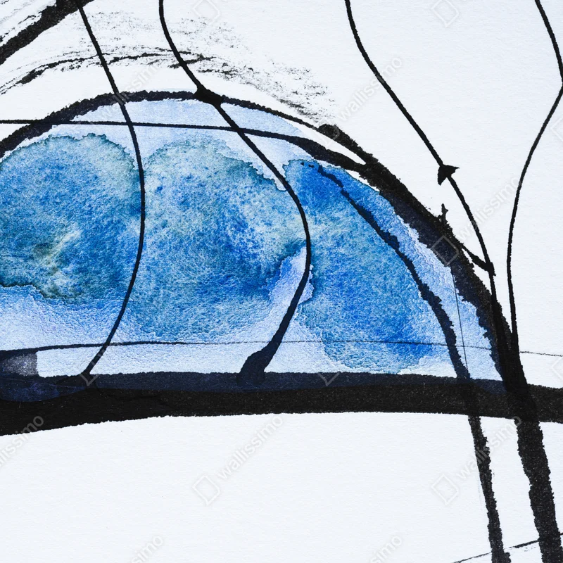 Türaufkleber blaue abstrakte tusche- und aquarellkomposition Türaufkleber blaue abstrakte tusche- und aquarellkomposition