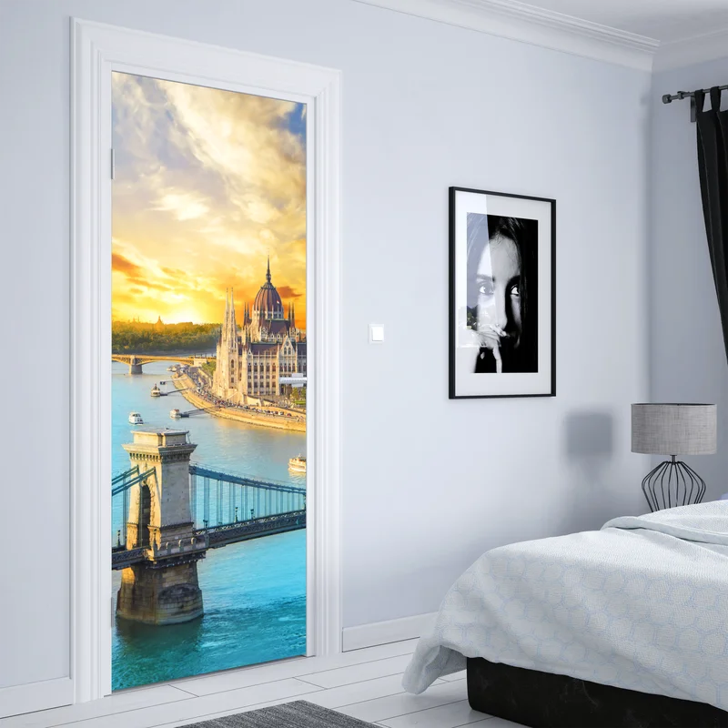 Türaufkleber sonnenuntergang über Budapest und der Kettenbrücke Türaufkleber sonnenuntergang über Budapest und der Kettenbrücke