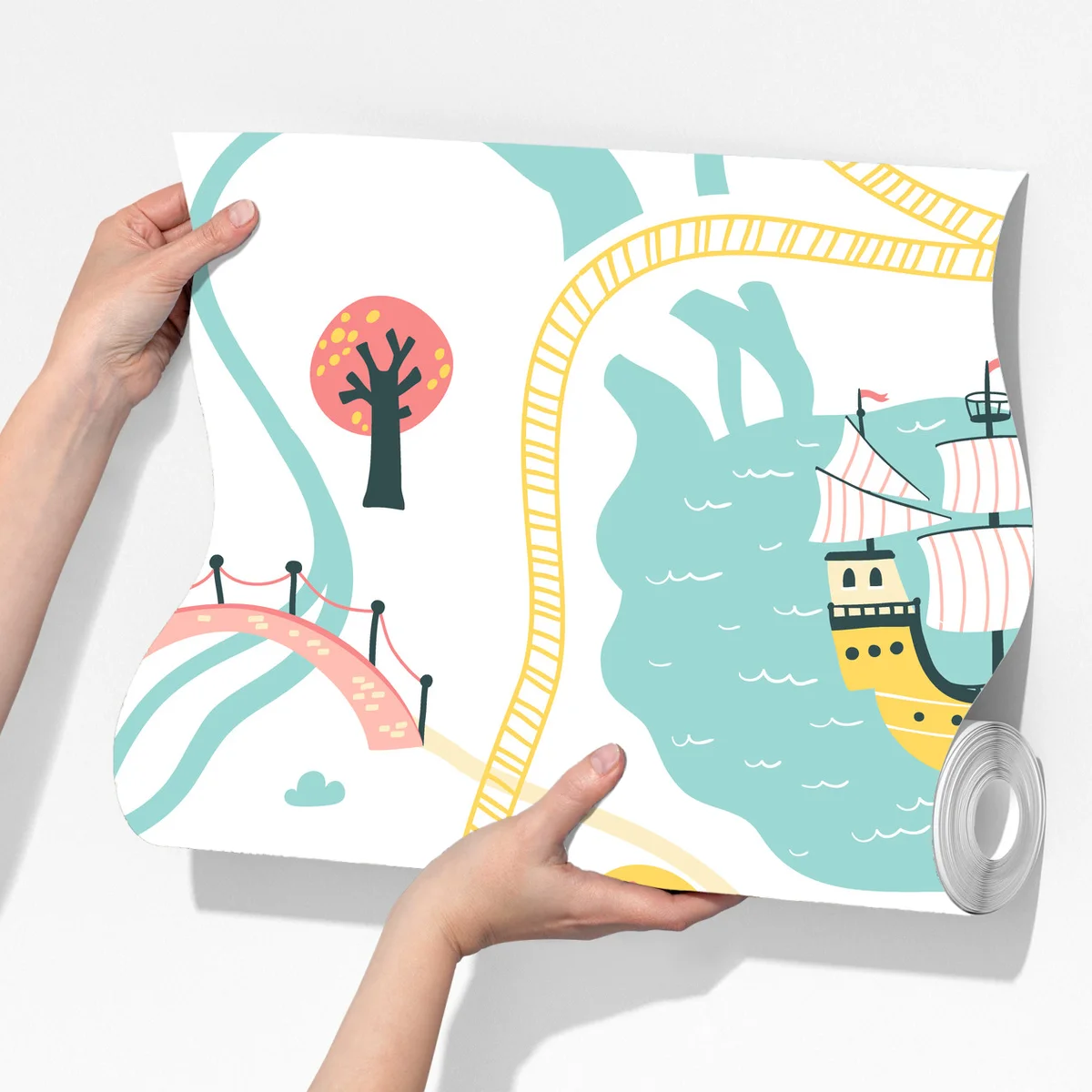 Fototapete pastell abenteuerkarte für kinder Fototapete pastell abenteuerkarte für kinder