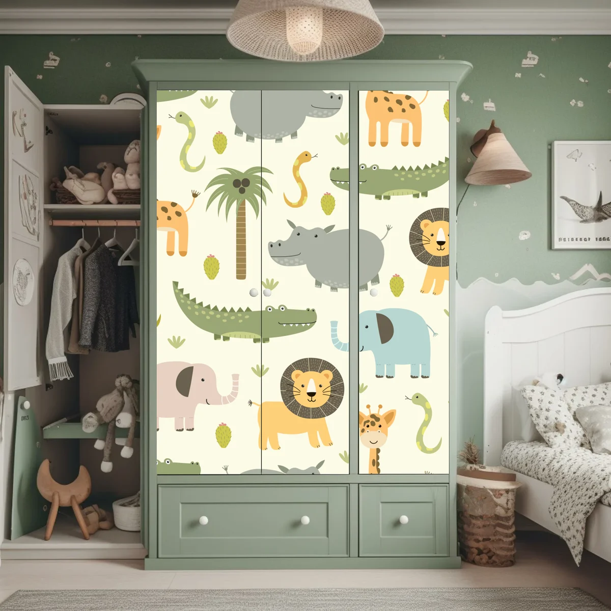 Schrankaufkleber pastell safari tiermuster Schrankaufkleber pastell safari tiermuster