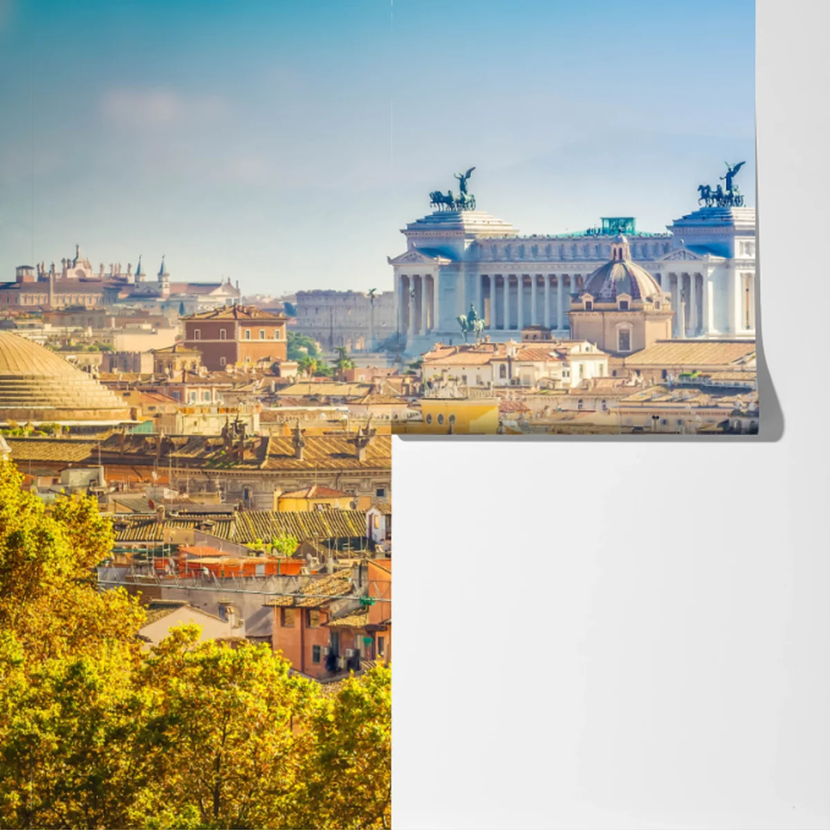 Fototapete sonnige skyline von Rom mit kuppeln Fototapete sonnige skyline von Rom mit kuppeln