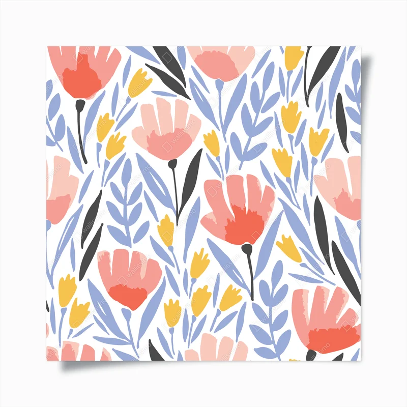 Poster pastell blumenmuster mit korallenblüten • Poster bei Wallnifity® Poster pastell blumenmuster mit korallenblüten • Poster bei Wallnifity®