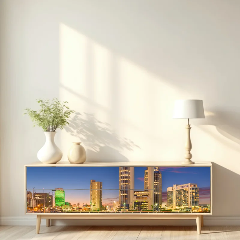 Repositionierbarer Aufkleber Corpus Christi skyline bei dämmerung