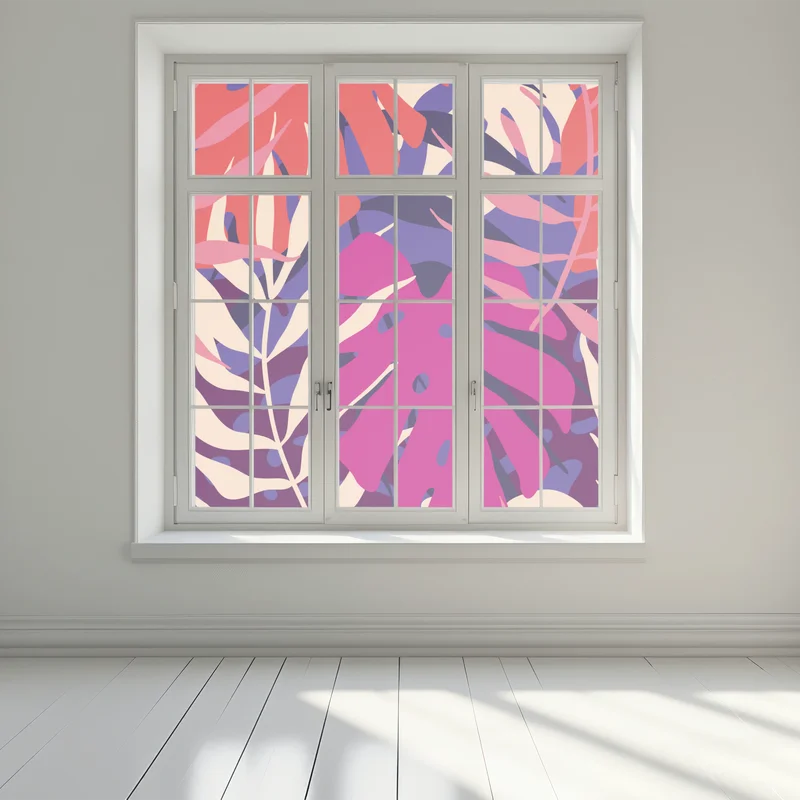 Fensteraufkleber pastell tropisches blattmuster