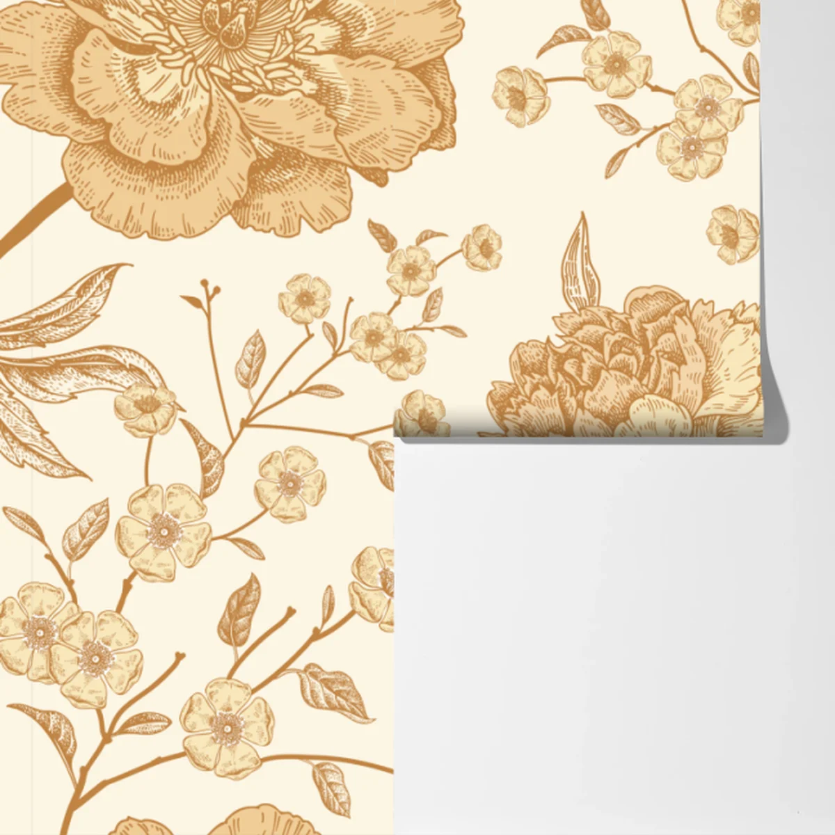 Fototapete vintage beiges blumenmuster mit pfingstrosen Fototapete vintage beiges blumenmuster mit pfingstrosen