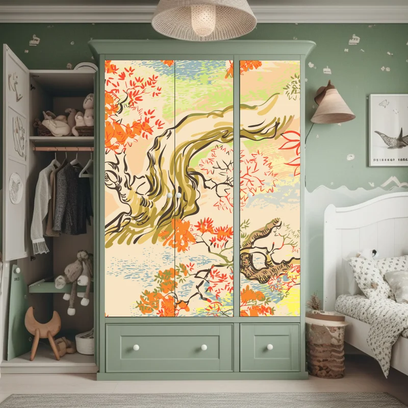 Schrankaufkleber orientalisches baummuster mit blättern