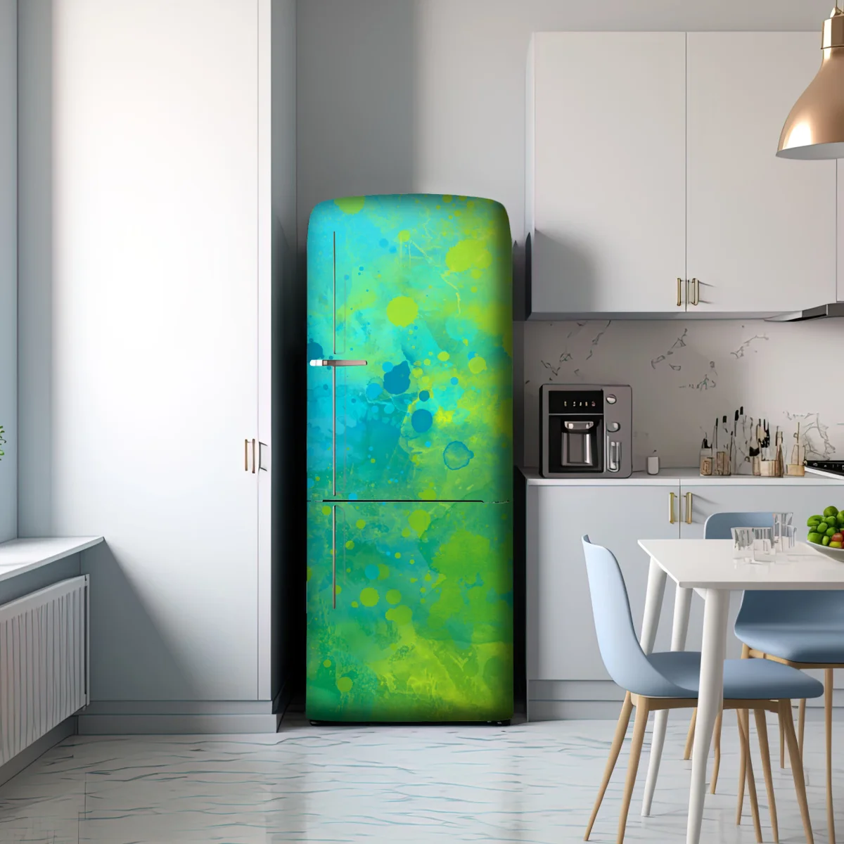 Kühlschrankaufkleber lebhafte türkis und limetten aquarellspritzer Kühlschrankaufkleber lebhafte türkis und limetten aquarellspritzer