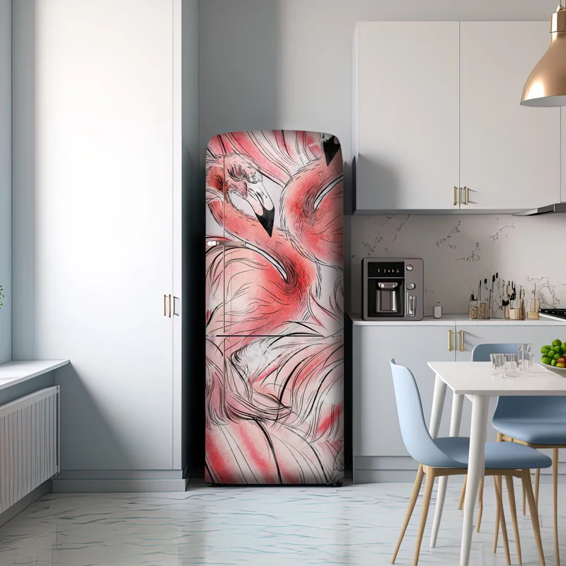 Kühlschrankaufkleber aquarell flamingo nahtloses muster