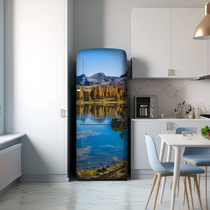Kühlschrankaufkleber herbstlicher alpensee mit bergreflexion