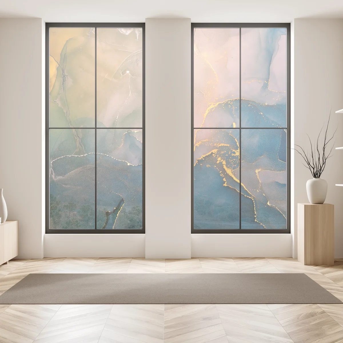 Fensteraufkleber blaues und goldenes abstraktes marmormotiv Fensteraufkleber blaues und goldenes abstraktes marmormotiv