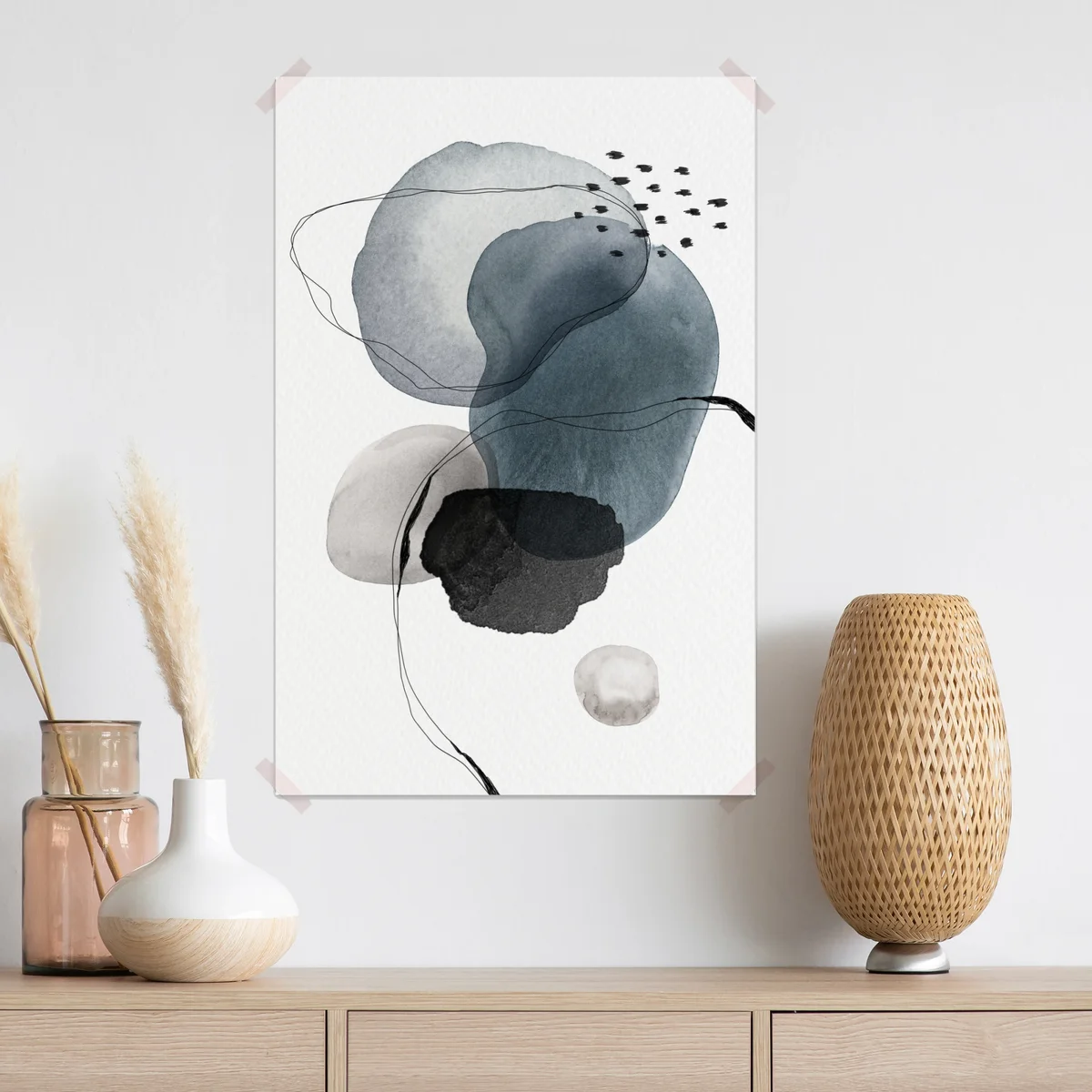 Poster ruhige blaue aquarellkugeln Poster ruhige blaue aquarellkugeln