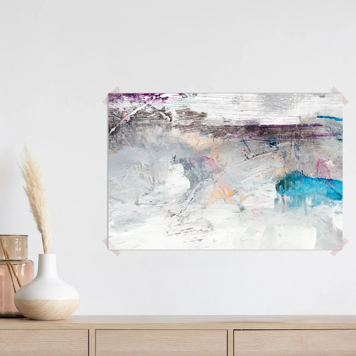 Poster subtile texturierte abstraktion in weiß und türkis • Poster bei Wallnifity® Poster subtile texturierte abstraktion in weiß und türkis • Poster bei Wallnifity®