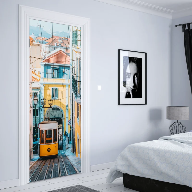 Türaufkleber lebendige bica straßenbahn in Lissabon