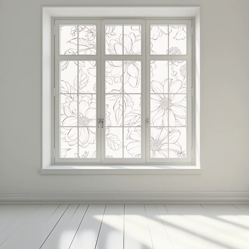 Fensteraufkleber zartes botanisches blumenmuster