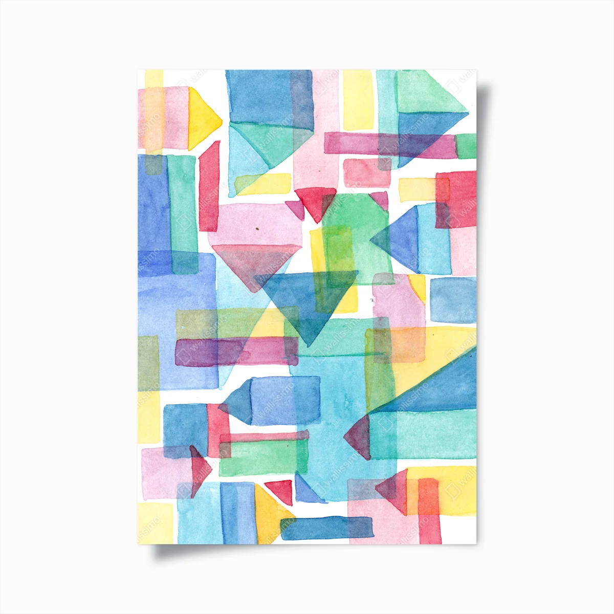 Poster bunte geometrische aquarellkomposition • Poster bei Wallnifity® Poster bunte geometrische aquarellkomposition • Poster bei Wallnifity®