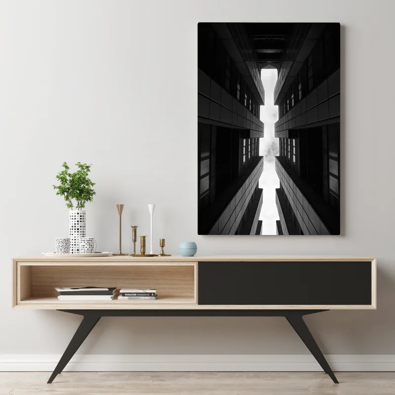 Leinwandbild vertikale städtische symmetrie in monochrom Leinwandbild vertikale städtische symmetrie in monochrom