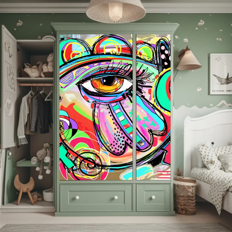 Schrankaufkleber lebhaftes abstraktes auge im pop-art stil Schrankaufkleber lebhaftes abstraktes auge im pop-art stil