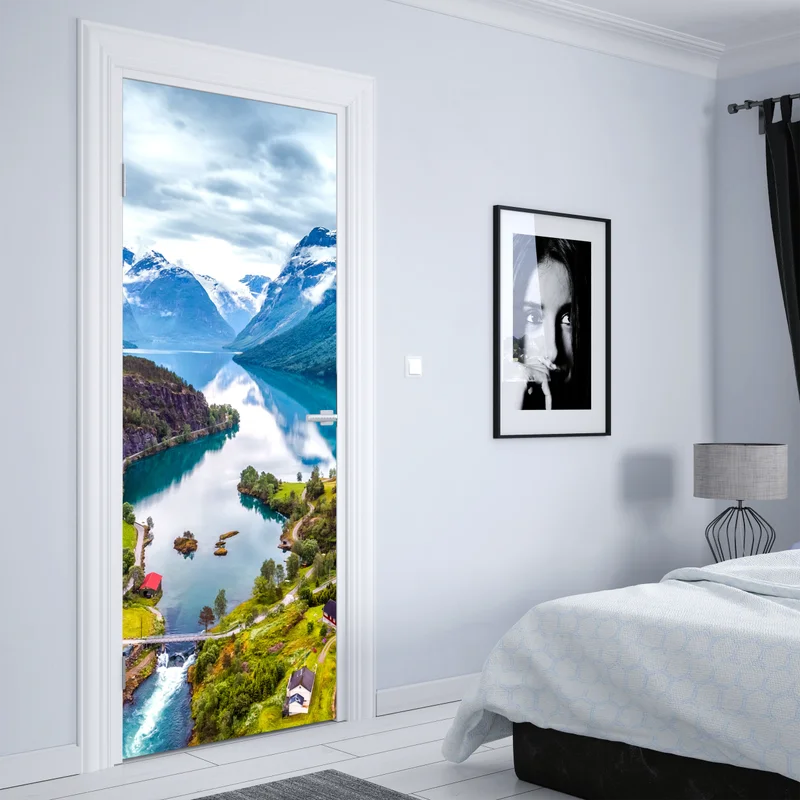 Türaufkleber Norwegen fjord aus der luft Türaufkleber Norwegen fjord aus der luft