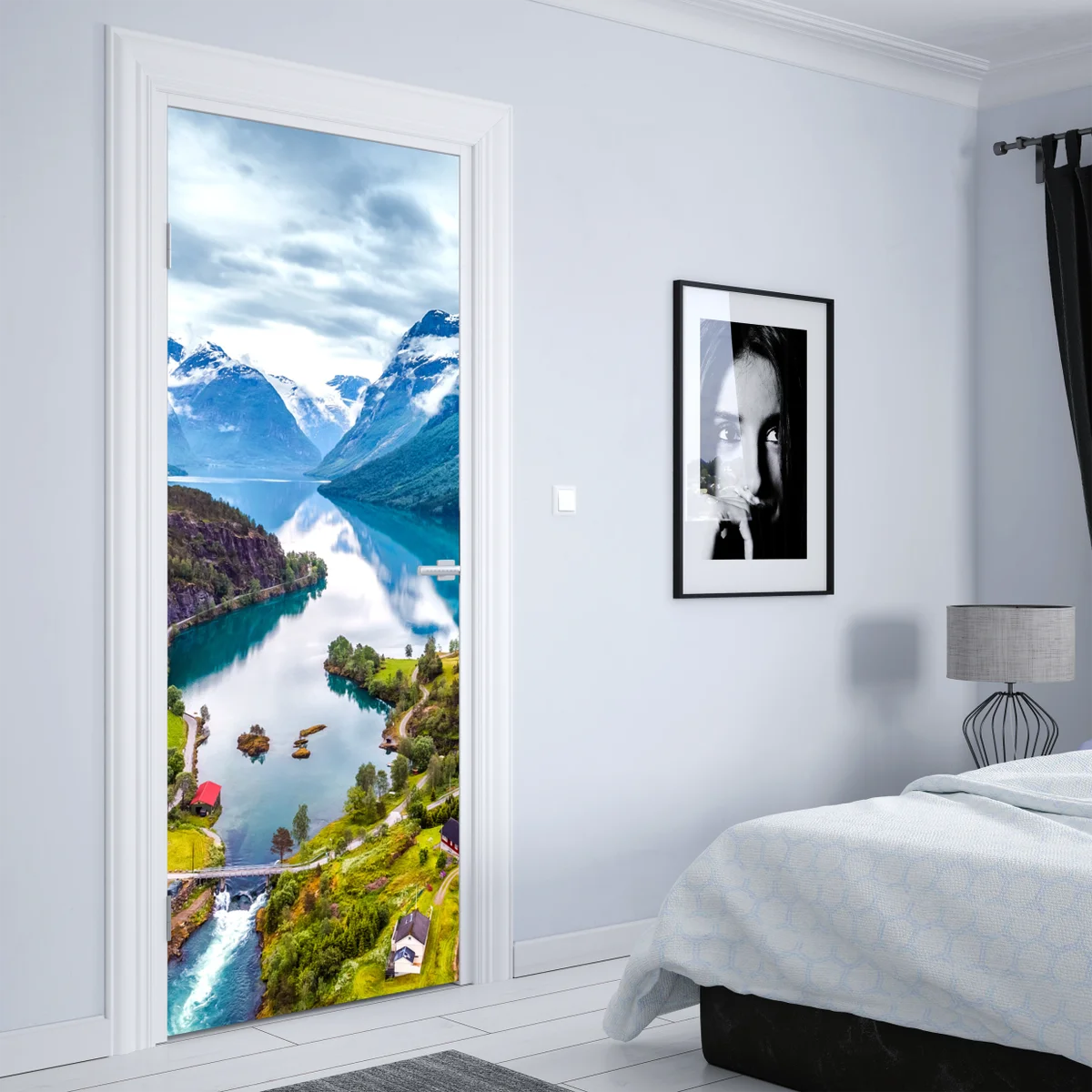 Türaufkleber Norwegen fjord aus der luft Türaufkleber Norwegen fjord aus der luft