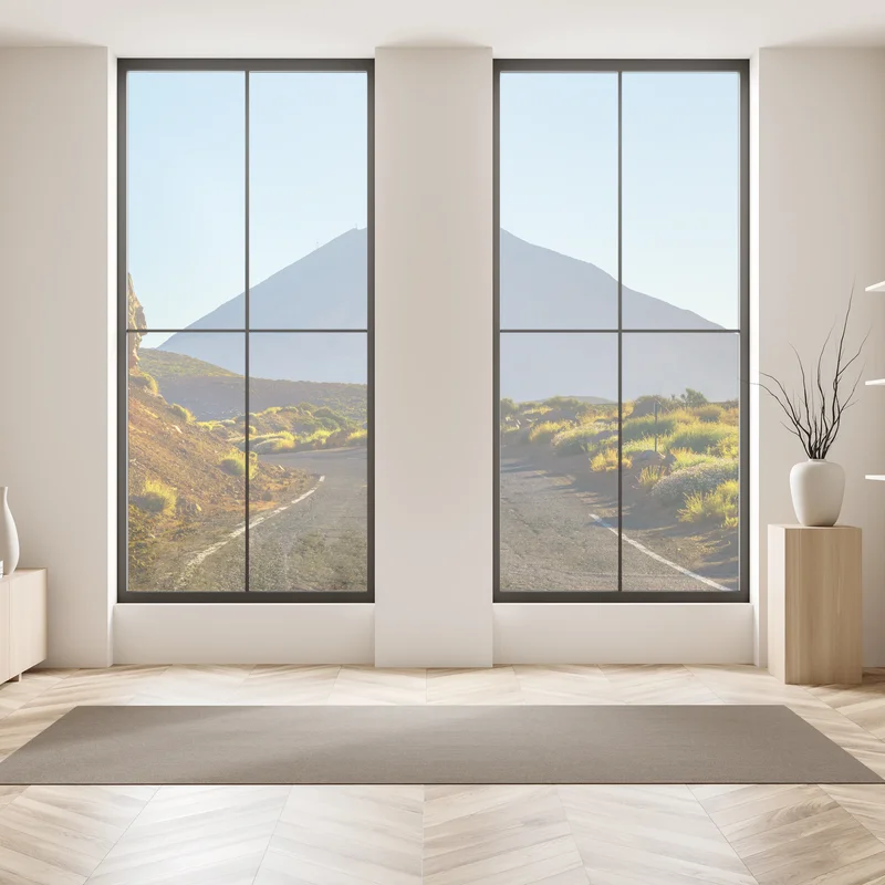 Fensteraufkleber sonnenbeschienene bergstraße zum vulkan Fensteraufkleber sonnenbeschienene bergstraße zum vulkan