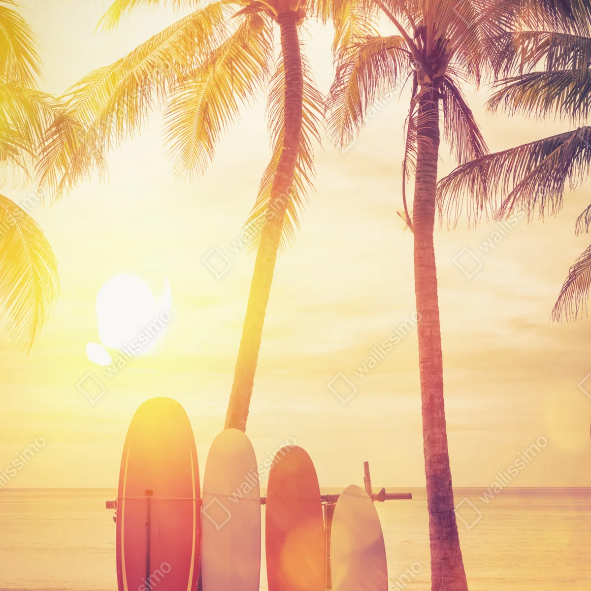 Poster tropischer sonnenuntergang mit surfboards Poster tropischer sonnenuntergang mit surfboards