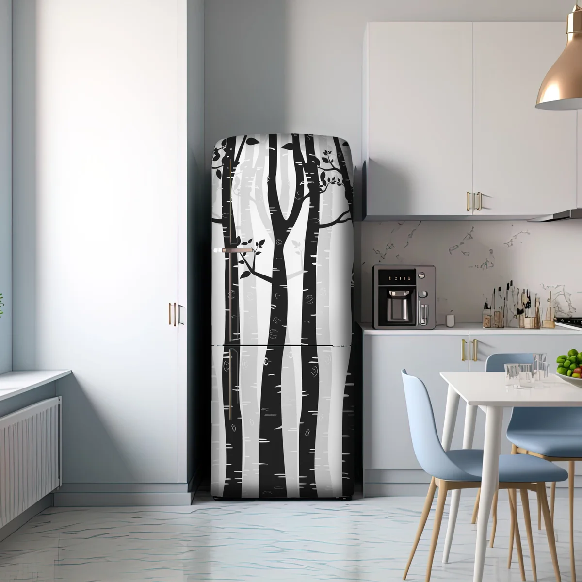 Kühlschrankaufkleber monochromatischer birkenwald Kühlschrankaufkleber monochromatischer birkenwald