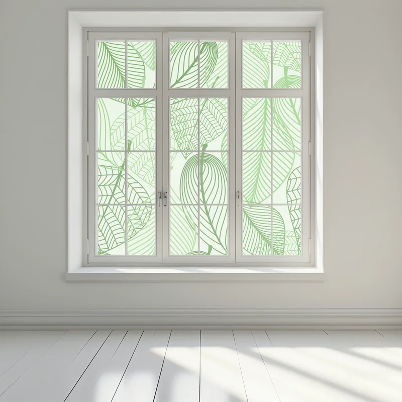 Fensteraufkleber grünes botanisches blättermuster Fensteraufkleber grünes botanisches blättermuster