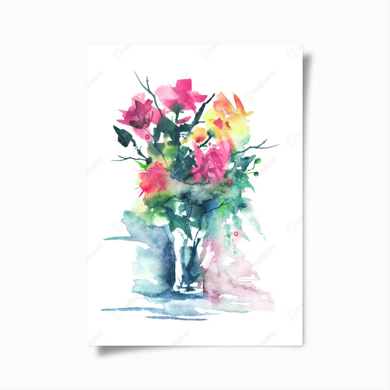 Poster zarter aquarellblumenstrauß • Poster bei Wallnifity® Poster zarter aquarellblumenstrauß • Poster bei Wallnifity®