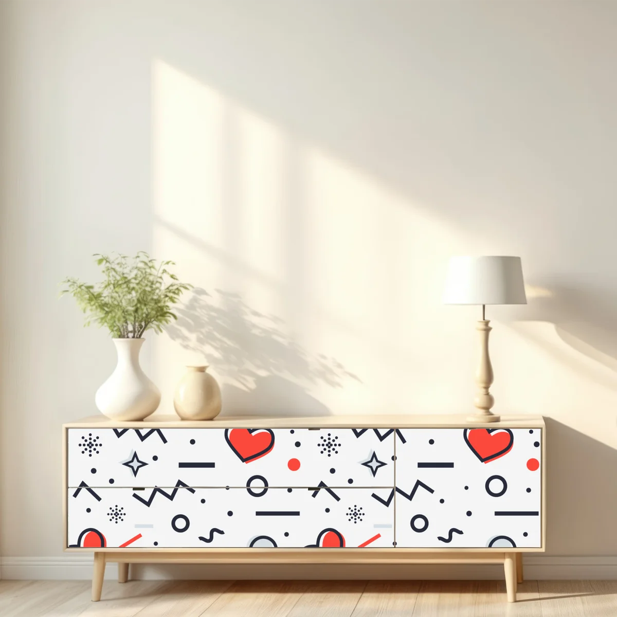 Repositionierbarer Aufkleber verspieltes herzenmuster auf weißem hintergrund Repositionierbarer Aufkleber verspieltes herzenmuster auf weißem hintergrund