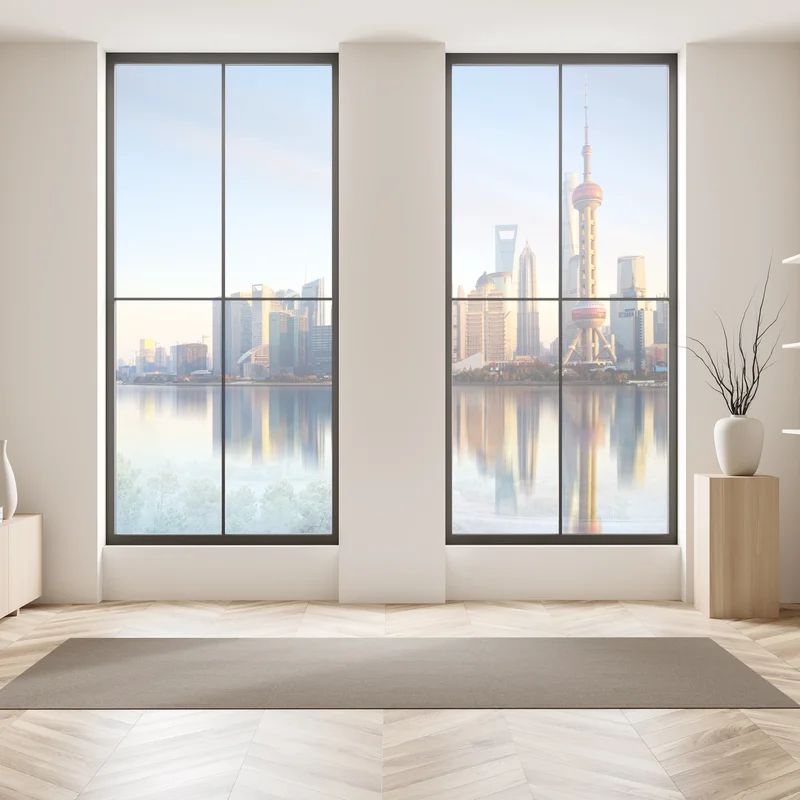 Fensteraufkleber Shanghai skyline spiegelung bei sonnenaufgang