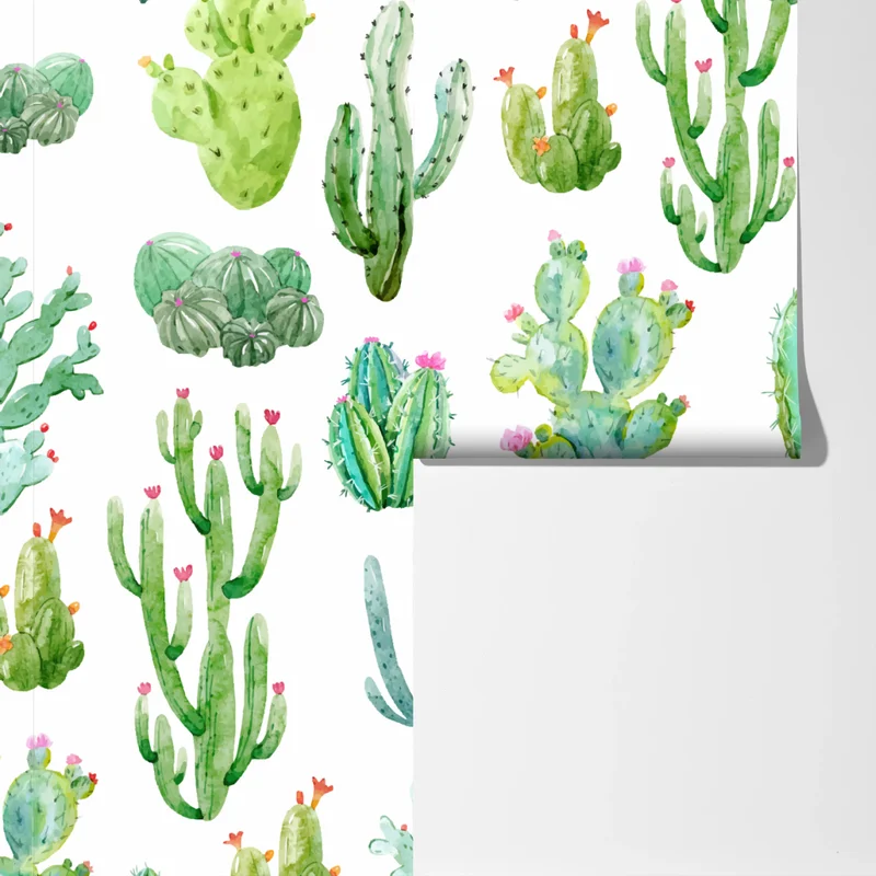 Fototapeta akwarelowy wzór ogrodu kaktusów Fototapeta akwarelowy wzór ogrodu kaktusów
