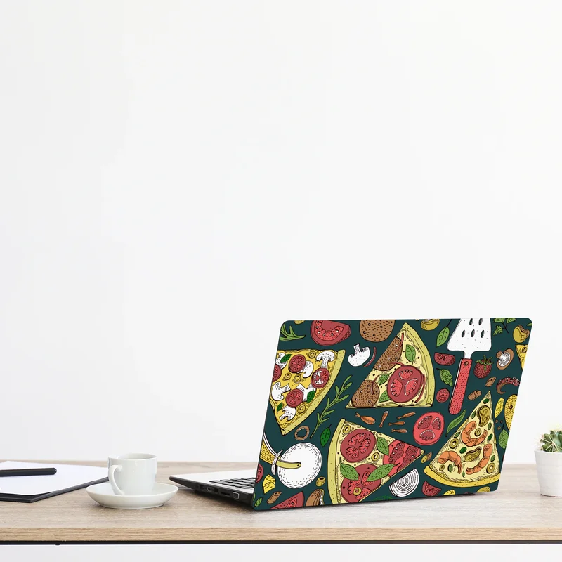 Laptop-Aufkleber buntes muster mit pizzastücken