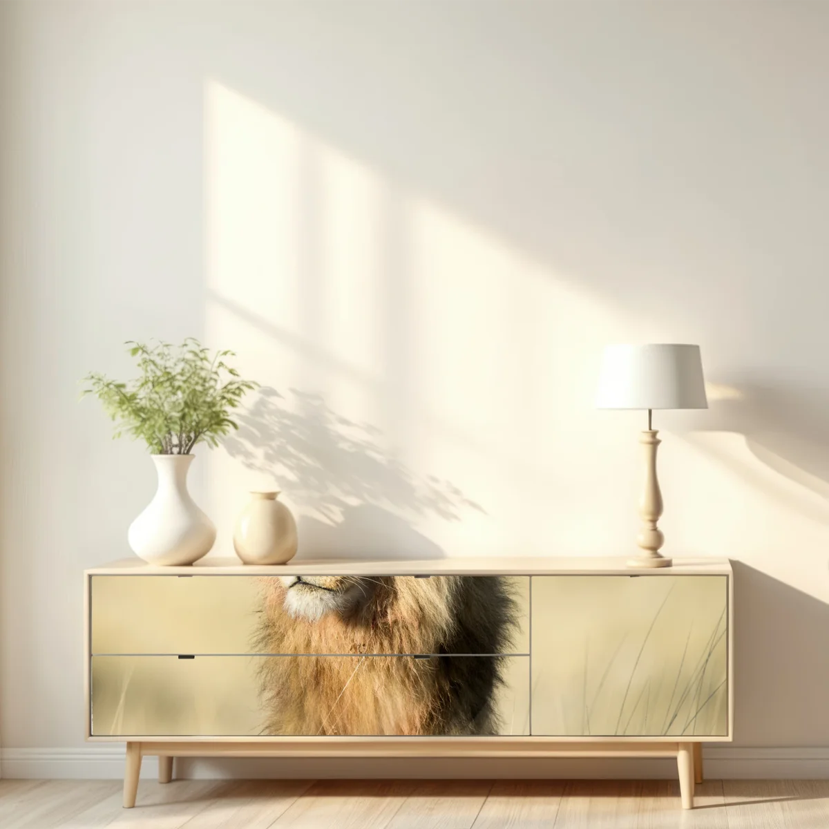 Repositionierbarer Aufkleber majestätischer löwe in der steppe Repositionierbarer Aufkleber majestätischer löwe in der steppe