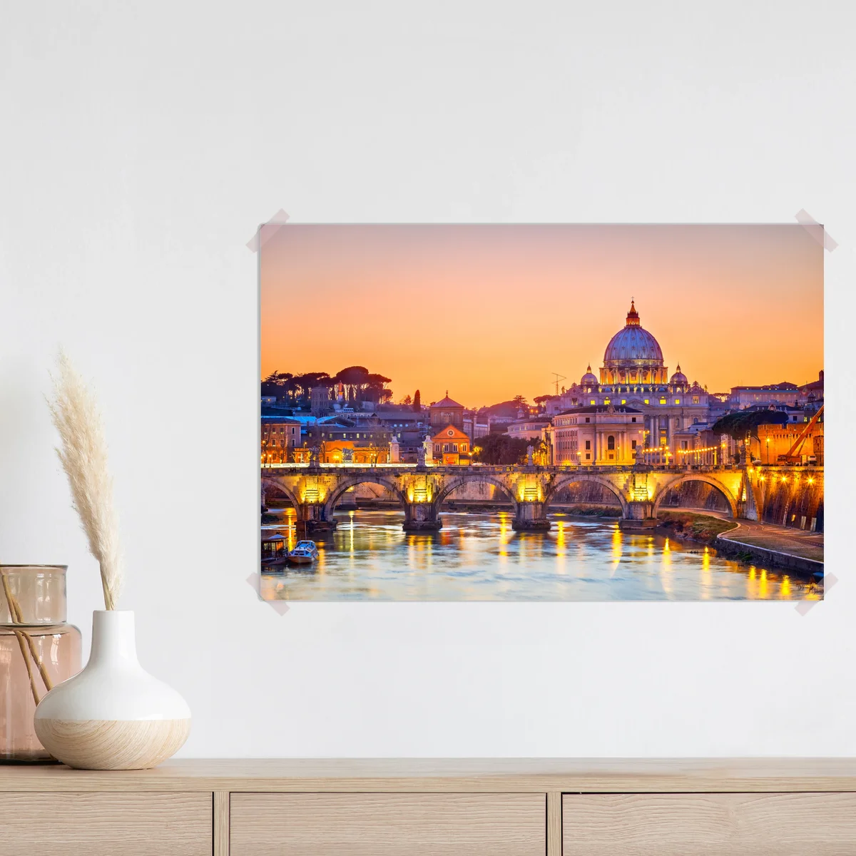 Poster sonnenuntergang über dem Petersdom und dem Tiber Poster sonnenuntergang über dem Petersdom und dem Tiber