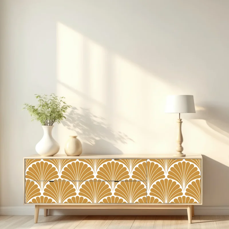 Repositionierbarer Aufkleber goldenes fächermuster im art-deco-stil Repositionierbarer Aufkleber goldenes fächermuster im art-deco-stil