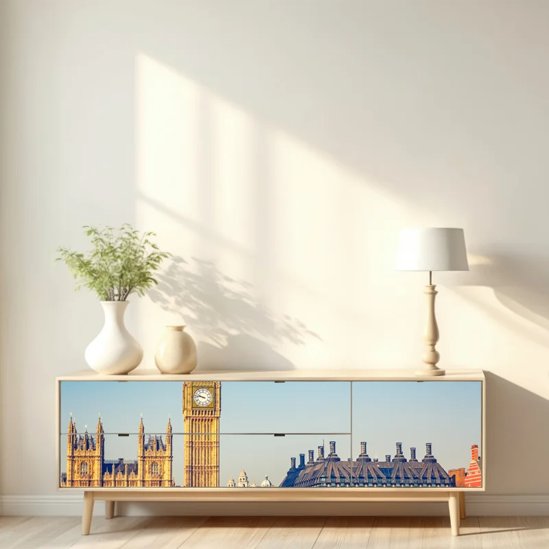 Repositionierbarer Aufkleber London mit Big Ben und Westminster Bridge