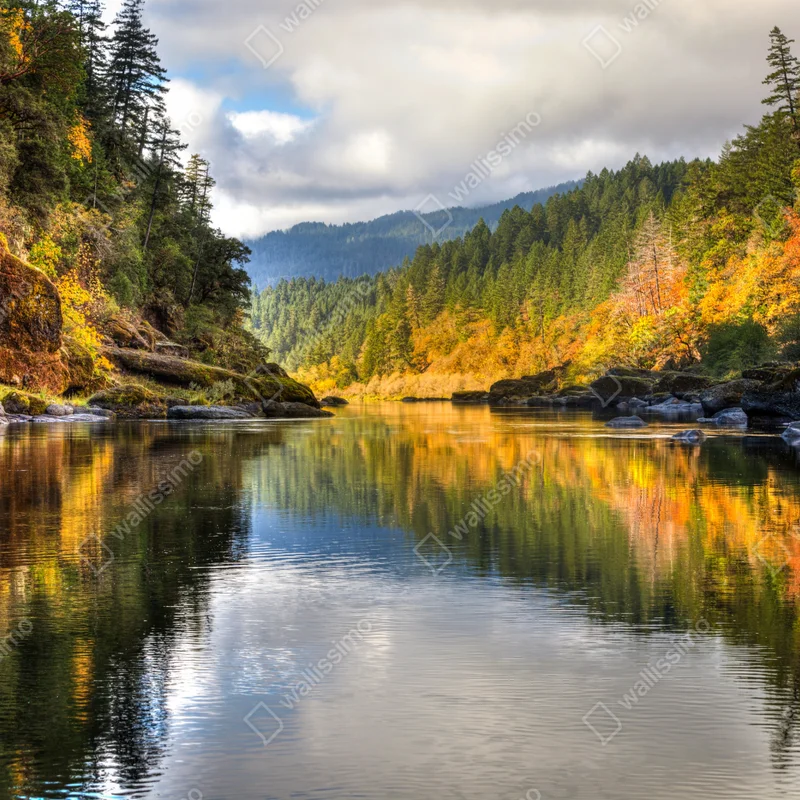 Repositionierbarer Aufkleber Rogue River herbstliche spiegelungen Repositionierbarer Aufkleber Rogue River herbstliche spiegelungen