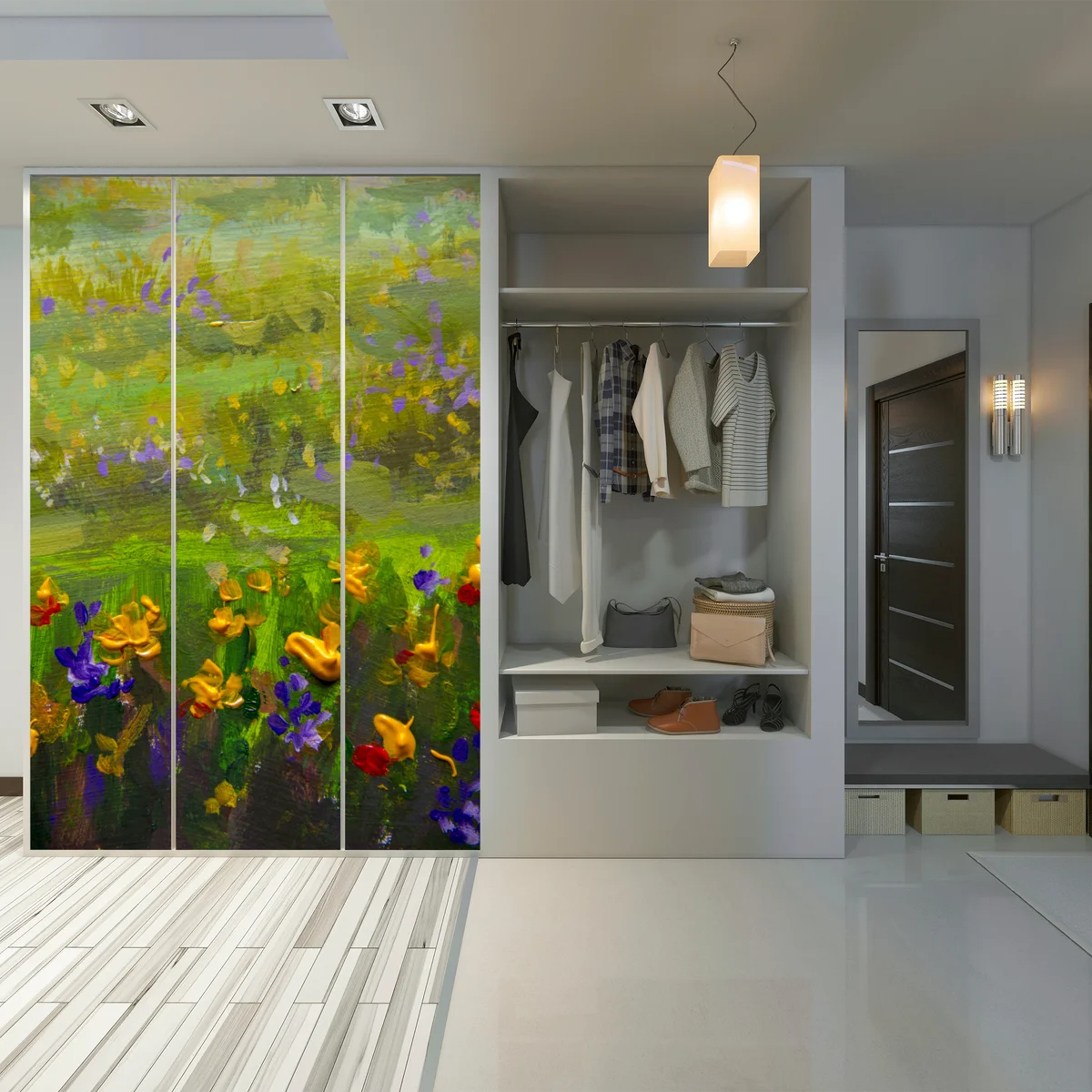 Schrankaufkleber lebendige wiese ölmalerei nahaufnahme Schrankaufkleber lebendige wiese ölmalerei nahaufnahme