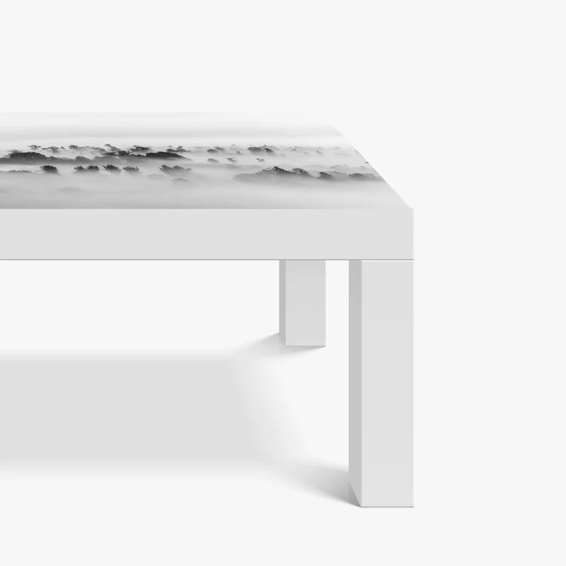 Tischaufkleber und Schreibtischaufkleber nebliger wald in monochrom Tischaufkleber und Schreibtischaufkleber nebliger wald in monochrom