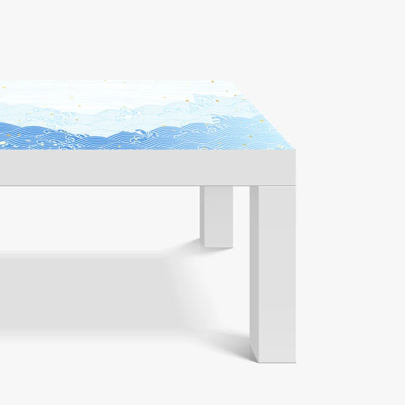 Tischaufkleber und Schreibtischaufkleber ruhige blaue wellen mit goldakzenten