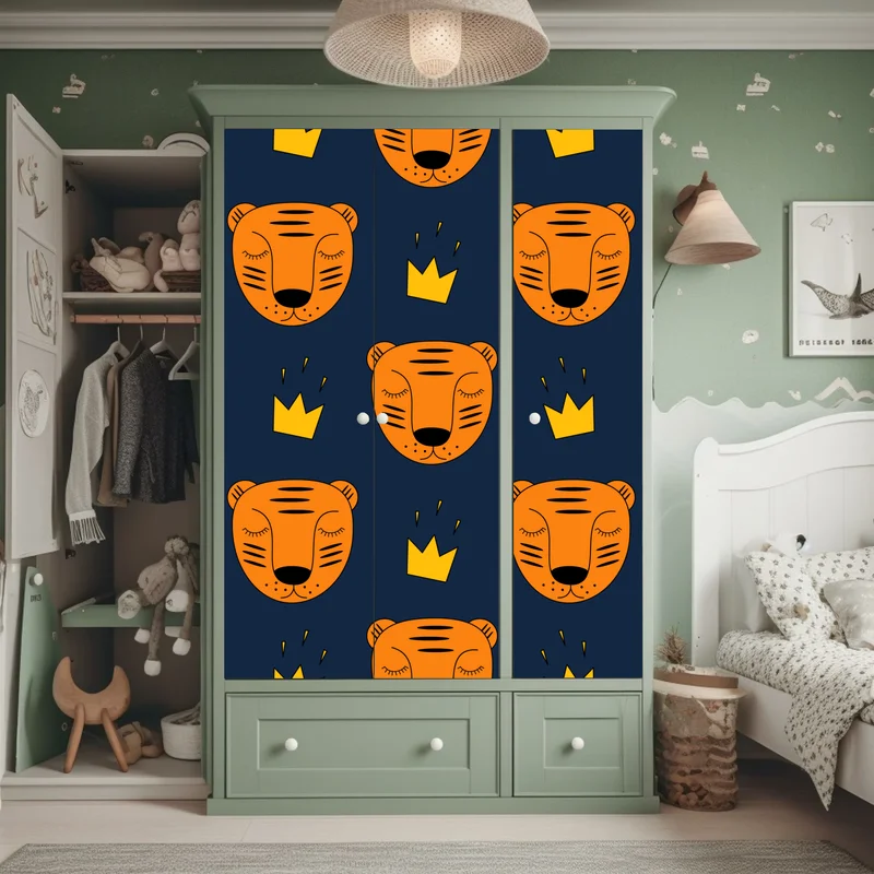 Schrankaufkleber verspieltes tiger-muster für kinderzimmer