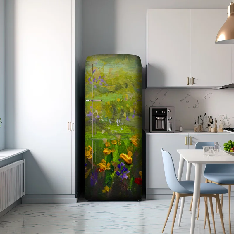 Kühlschrankaufkleber lebendige wiese ölmalerei nahaufnahme Kühlschrankaufkleber lebendige wiese ölmalerei nahaufnahme