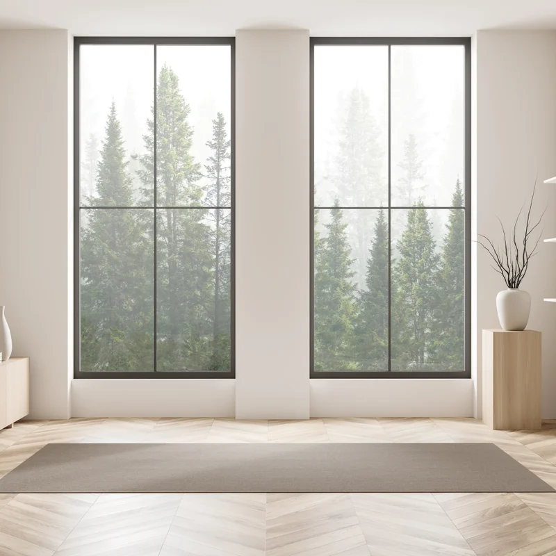 Fensteraufkleber nebliger tannenwald