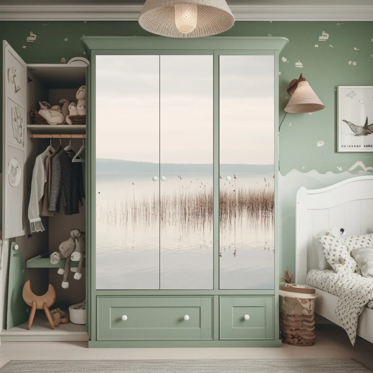 Schrankaufkleber ruhige schilfzone am see Schrankaufkleber ruhige schilfzone am see