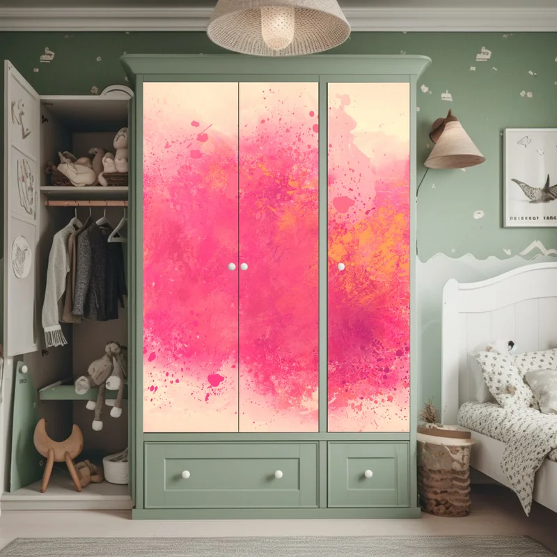 Schrankaufkleber lebendige rosa aquarellspritzer