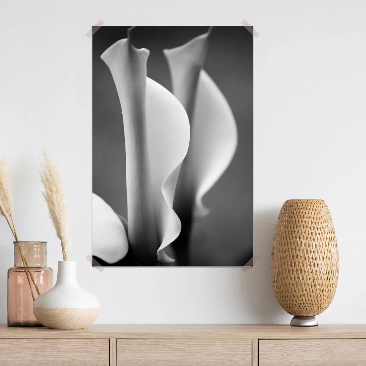Poster elegante calla-lilien in monochrom Poster elegante calla-lilien in monochrom
