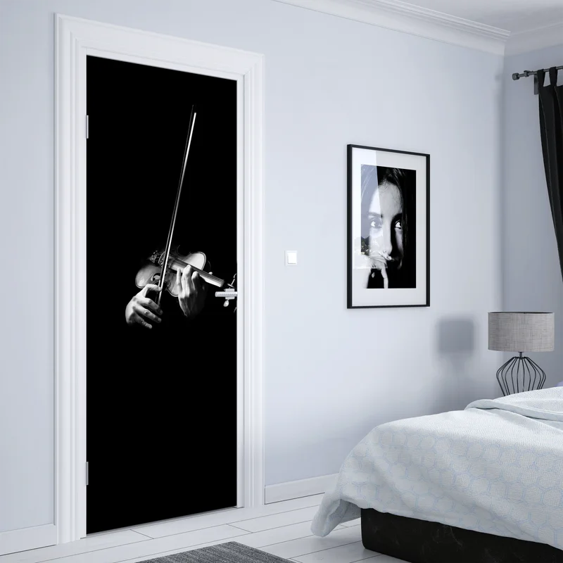Türaufkleber geige in monochrom